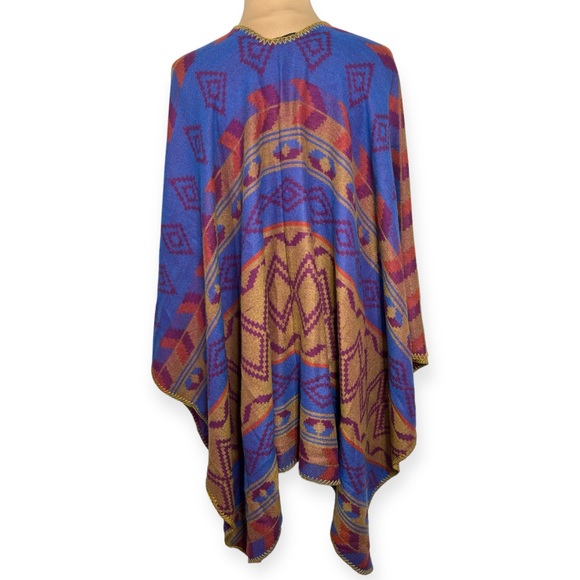 Eddie Bauer multicolor earth tone aztec southwest western Blanket Shawl OS - Picture 4 of 7